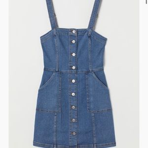 H&M Denim Blue Overall Dress, Size: 8